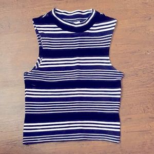 H&M Navy Stripe Mock-Neck Crop Tank, XS
